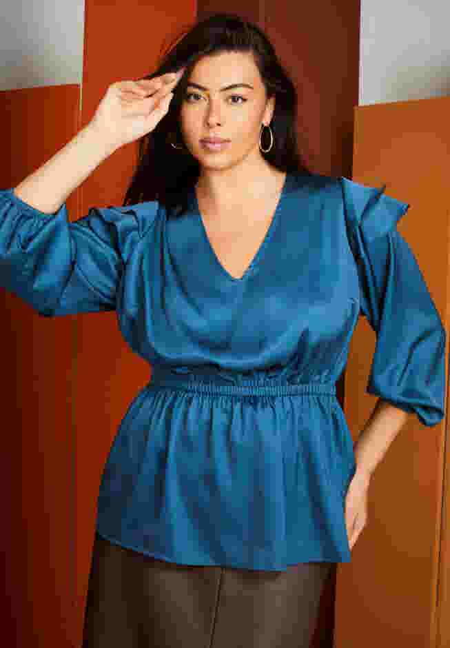Satin Peplum Top image number 0