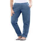 Straight Leg Fineline Pull-On Stretch Denim Jeans image number null