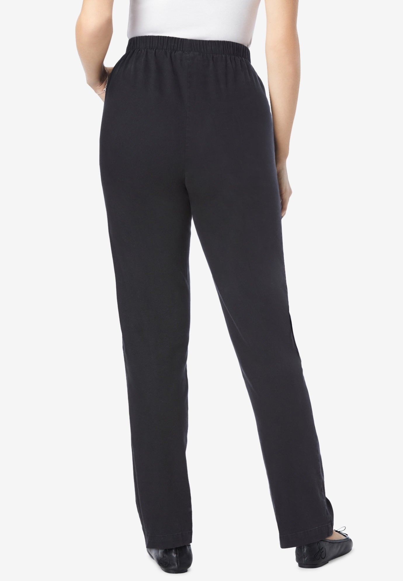 Straight Leg Fineline Pull-On Stretch Denim Jeans image number 2