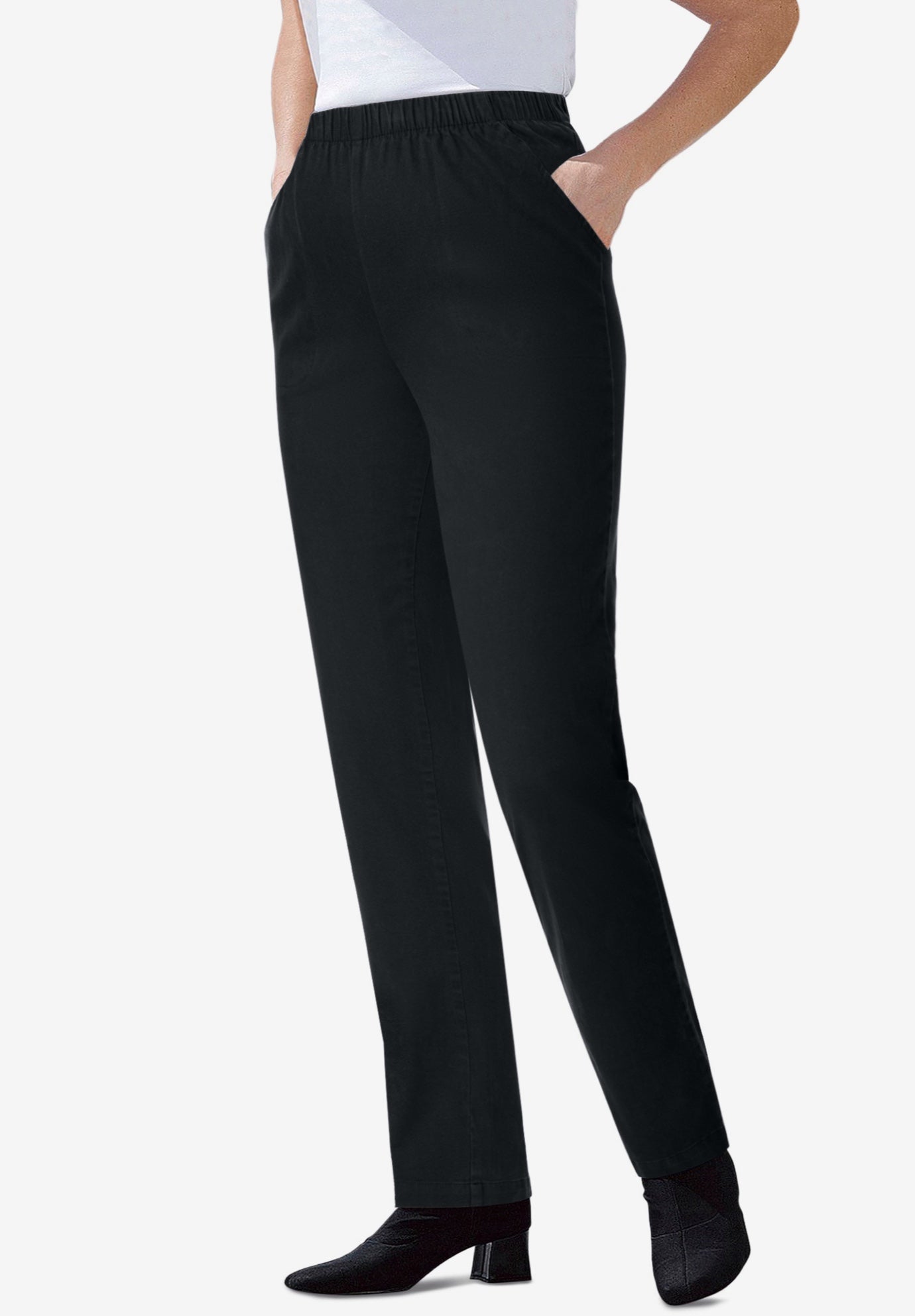 Straight Leg Fineline Pull-On Stretch Denim Jeans image number 3