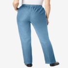 Straight Leg Fineline Pull-On Stretch Denim Jeans image number null