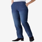 Straight Leg Fineline Pull-On Stretch Denim Jeans image number null