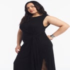 Sleeveless Side-Tie Knit Midi Dress image number null