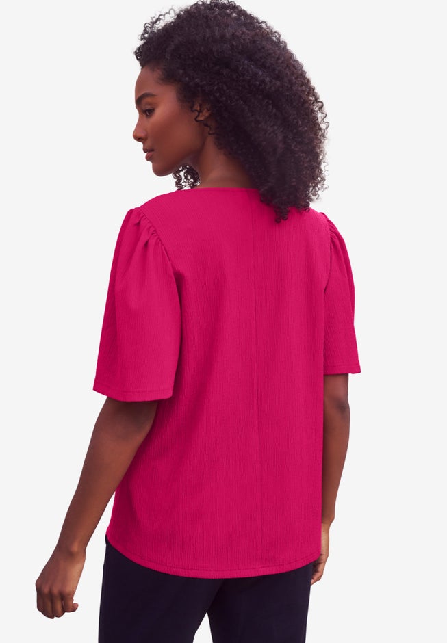 Textured Knit Inverted Pleat Top image number null