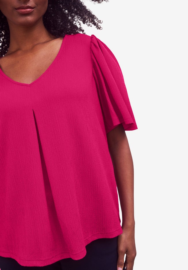 Textured Knit Inverted Pleat Top image number null