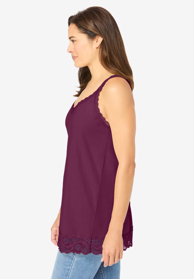 Lace-Trim V-Neck Tank image number 2
