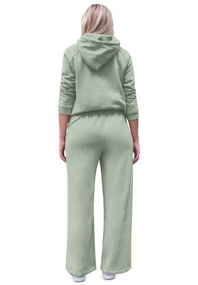 Wide Leg Fleece Sweatpant With Drawstring Waist image number 1