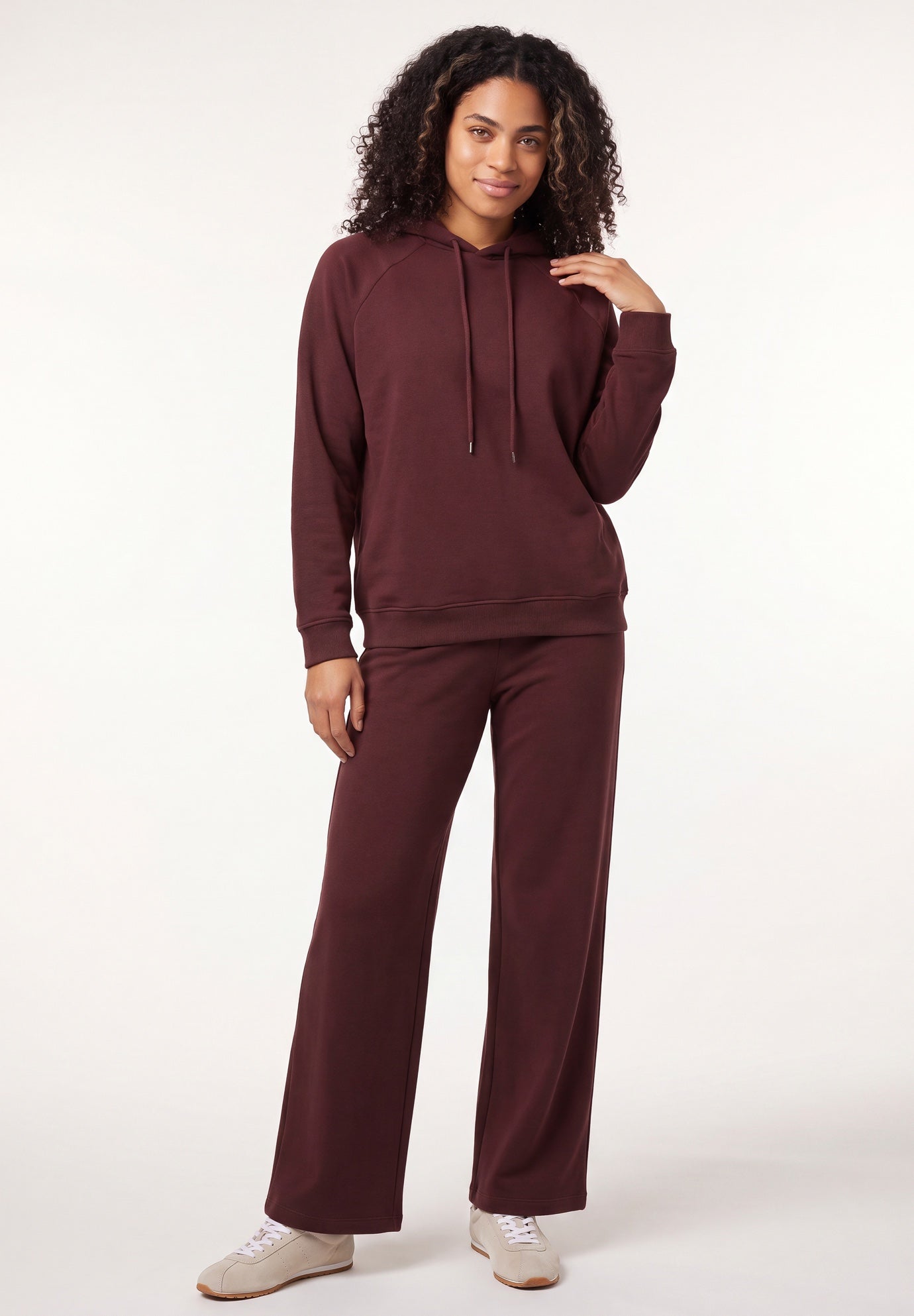 Wide Leg Fleece Sweatpant With Drawstring Waist image number 0