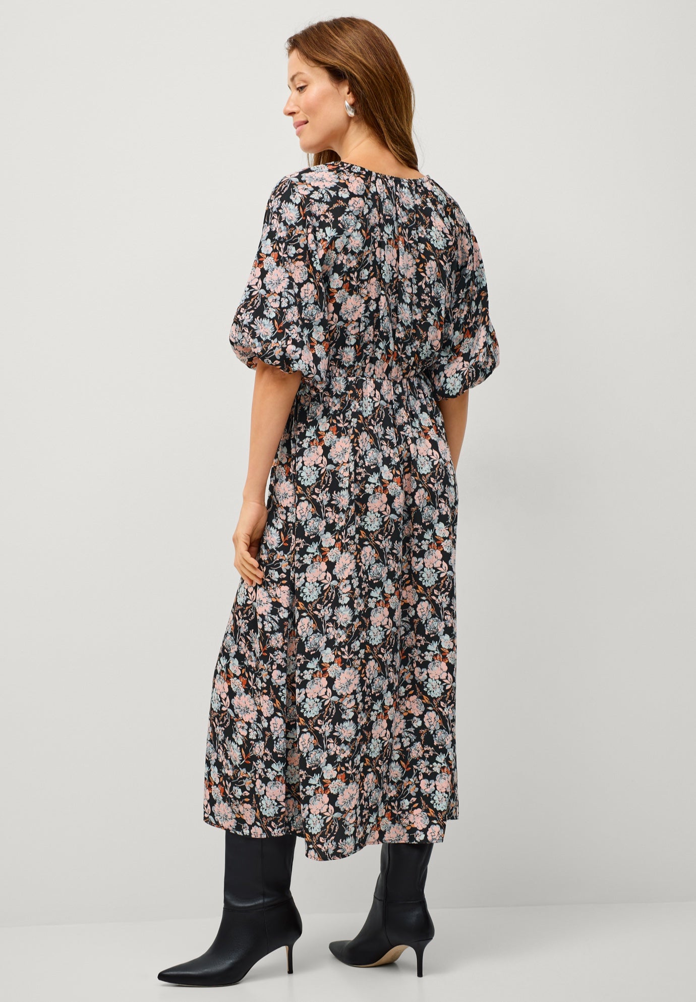 Satin Keyhole Empire Midi Dress image number 1