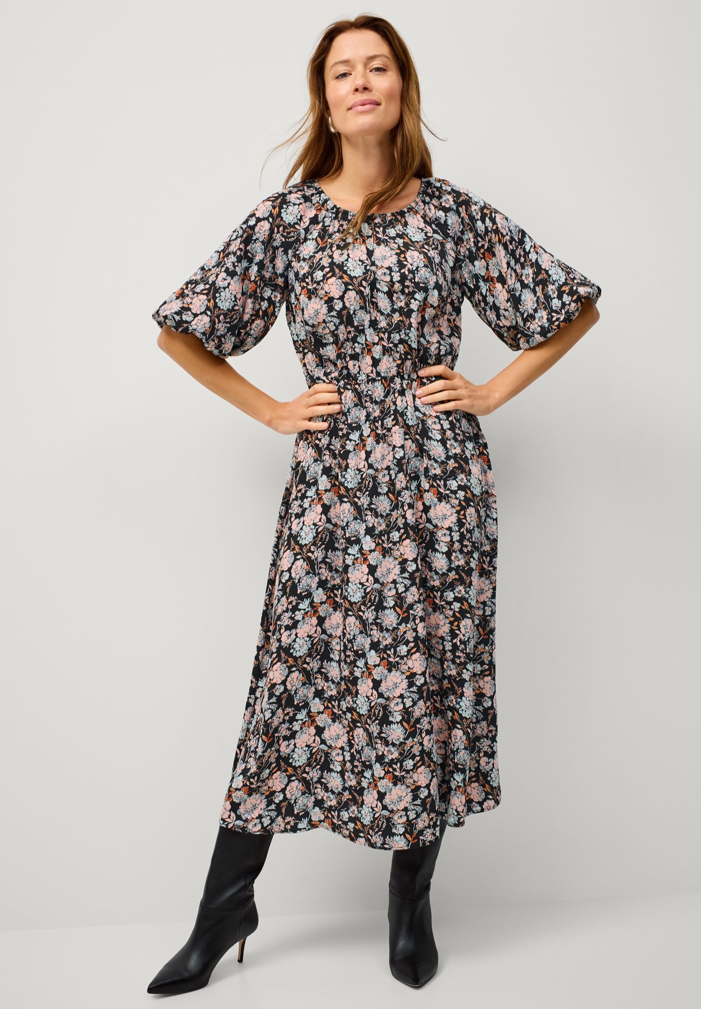 Satin Keyhole Empire Midi Dress image number 0