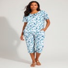 Plus Size 2-Piece Printed Henley Top and Capri Set image number null