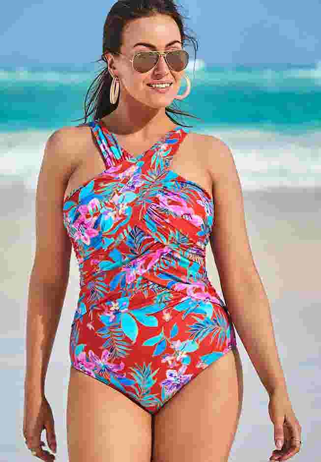 High Neck Wrap One Piece Swimsuit image number 5