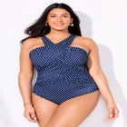 High Neck Wrap One Piece Swimsuit image number null