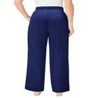 Plus Size Embroidered Pull-On Wide-Leg Chambray Pant image number null
