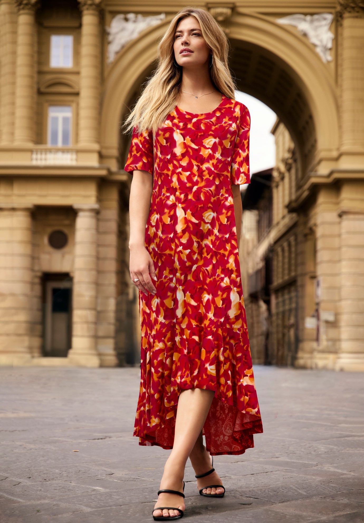 Stretch Knit Flounce Hem Maxi Dress image number 0