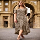 Stretch Knit Flounce Hem Maxi Dress image number null