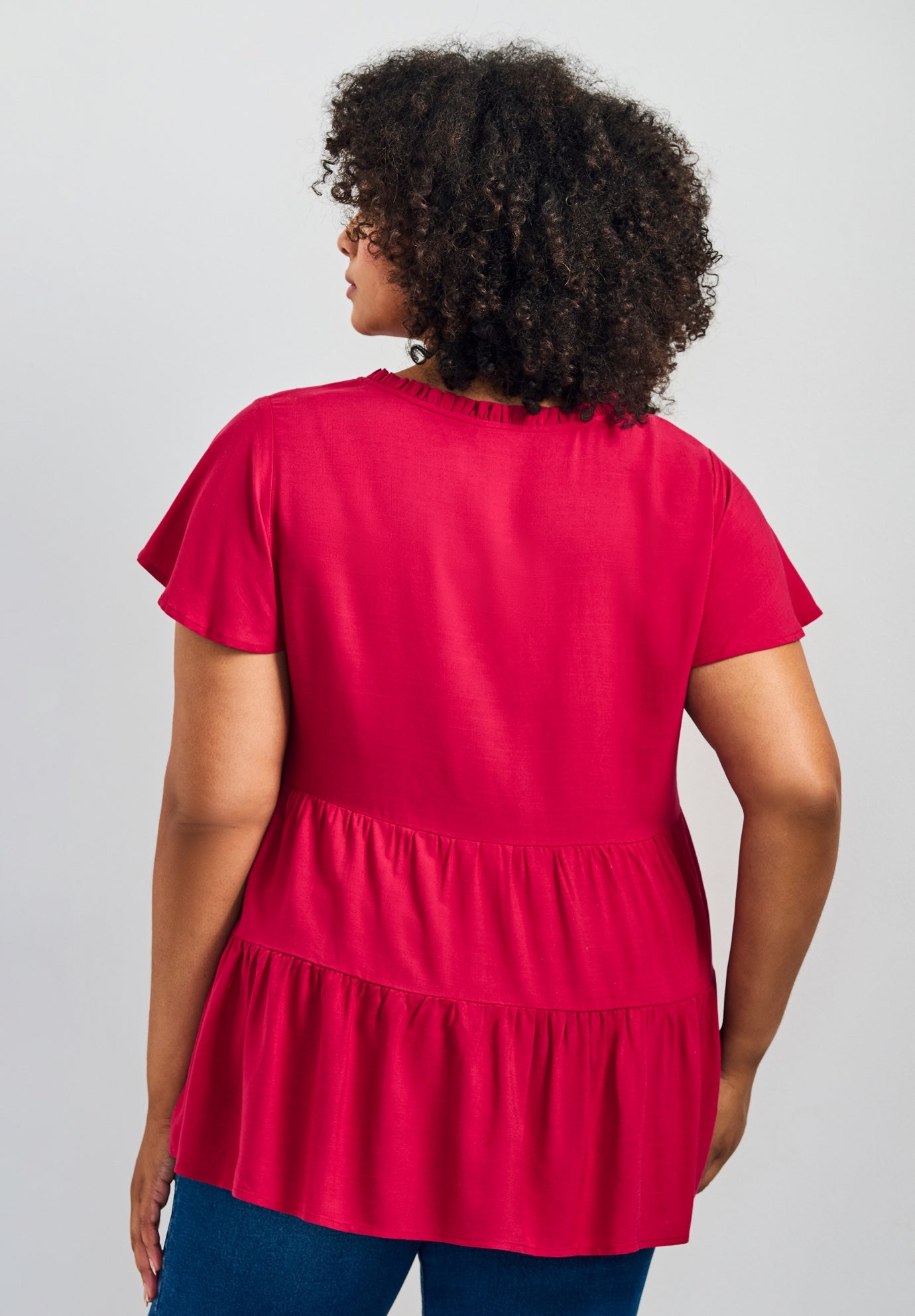 Lani Flutter Sleeve Tiered Top image number 1