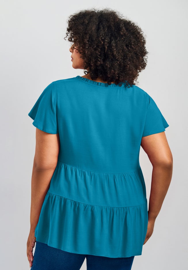 Lani Flutter Sleeve Tiered Top image number 1