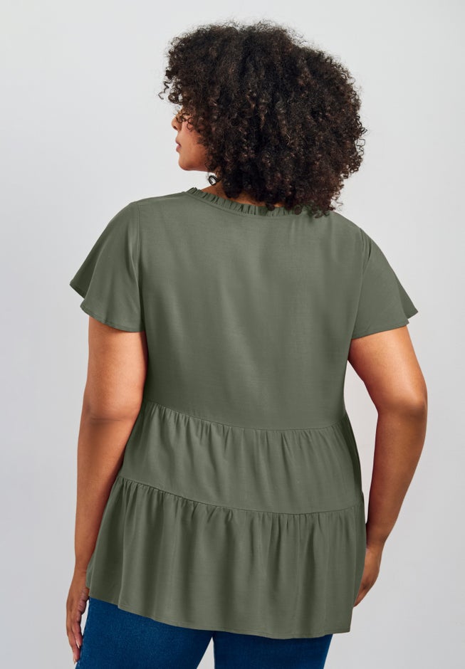 Lani Flutter Sleeve Tiered Top image number 1