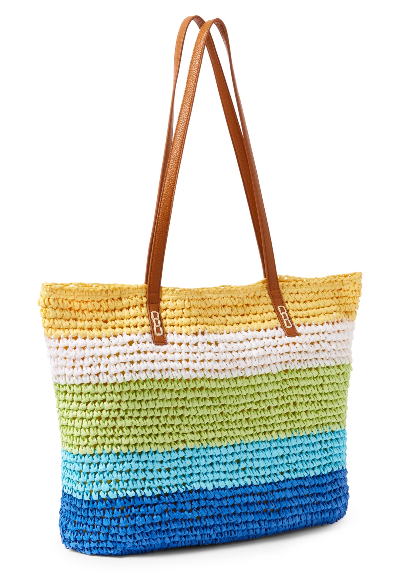 Color Block Straw Tote image number 0