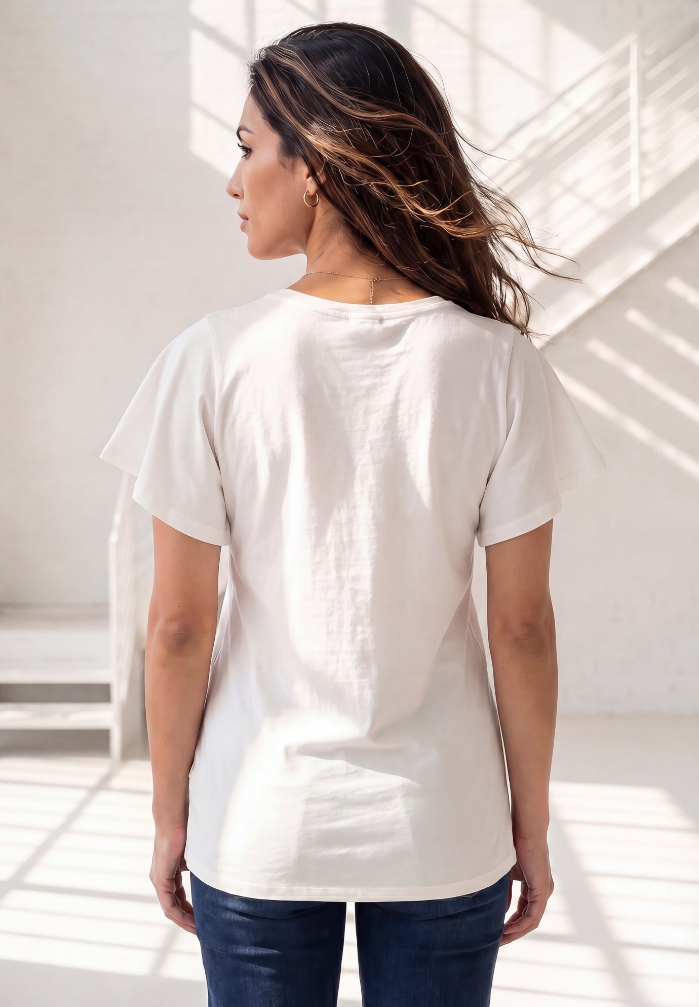 Plus Size Cotton Ultimate Flutter Sleeve Sweetheart Tee image number 5