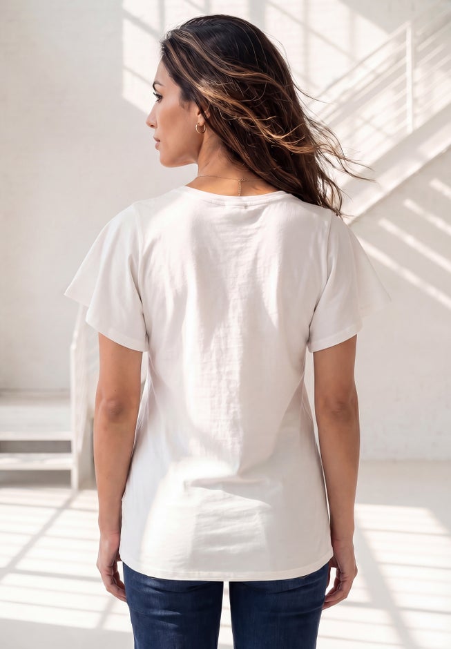 Plus Size Cotton Ultimate Flutter Sleeve Sweetheart Tee image number 5
