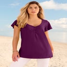 Plus Size Cotton Ultimate Flutter Sleeve Sweetheart Tee image number null