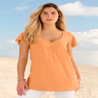 Plus Size Cotton Ultimate Flutter Sleeve Sweetheart Tee image number null