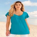 Plus Size Cotton Ultimate Flutter Sleeve Sweetheart Tee image number null