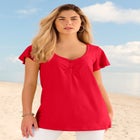Plus Size Cotton Ultimate Flutter Sleeve Sweetheart Tee image number null