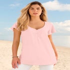 Plus Size Cotton Ultimate Flutter Sleeve Sweetheart Tee image number null