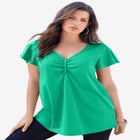 Plus Size Cotton Ultimate Flutter Sleeve Sweetheart Tee image number null