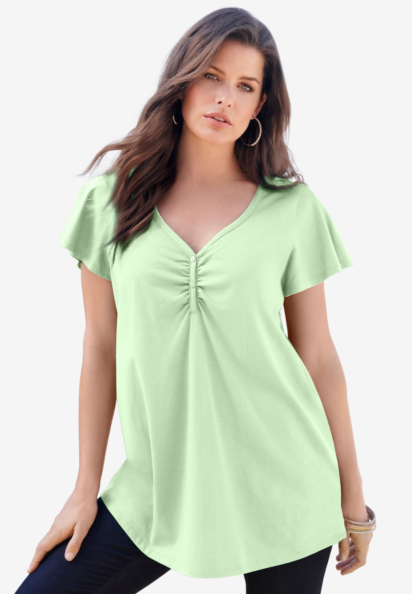 Plus Size Cotton Ultimate Flutter Sleeve Sweetheart Tee image number 0