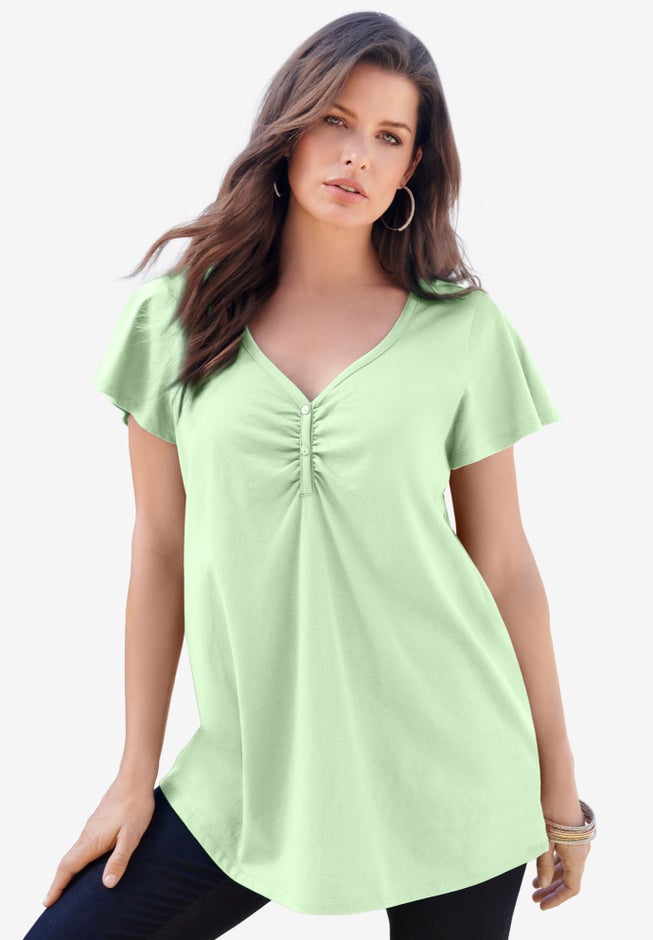 Plus Size Cotton Ultimate Flutter Sleeve Sweetheart Tee image number 0
