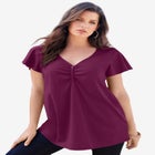 Plus Size Cotton Ultimate Flutter Sleeve Sweetheart Tee image number null
