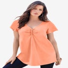 Plus Size Cotton Ultimate Flutter Sleeve Sweetheart Tee image number null