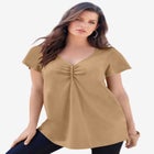 Plus Size Cotton Ultimate Flutter Sleeve Sweetheart Tee image number null