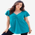 Plus Size Cotton Ultimate Flutter Sleeve Sweetheart Tee image number null