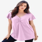 Plus Size Cotton Ultimate Flutter Sleeve Sweetheart Tee image number null