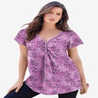 Plus Size Cotton Ultimate Flutter Sleeve Sweetheart Tee image number null
