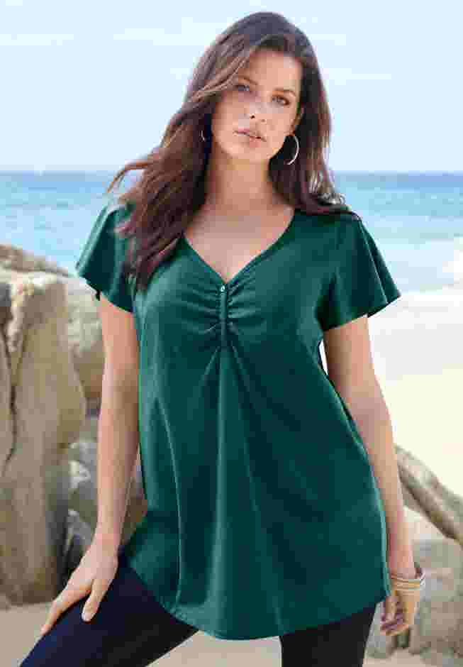 Plus Size Cotton Ultimate Flutter Sleeve Sweetheart Tee image number 0
