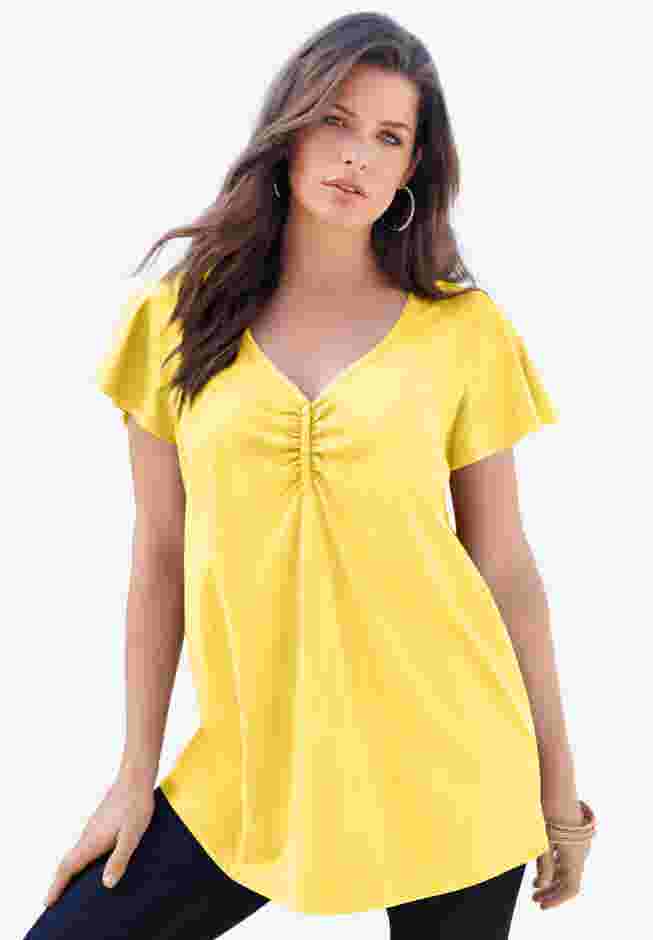 Plus Size Cotton Ultimate Flutter Sleeve Sweetheart Tee image number 0