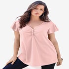 Plus Size Cotton Ultimate Flutter Sleeve Sweetheart Tee image number null