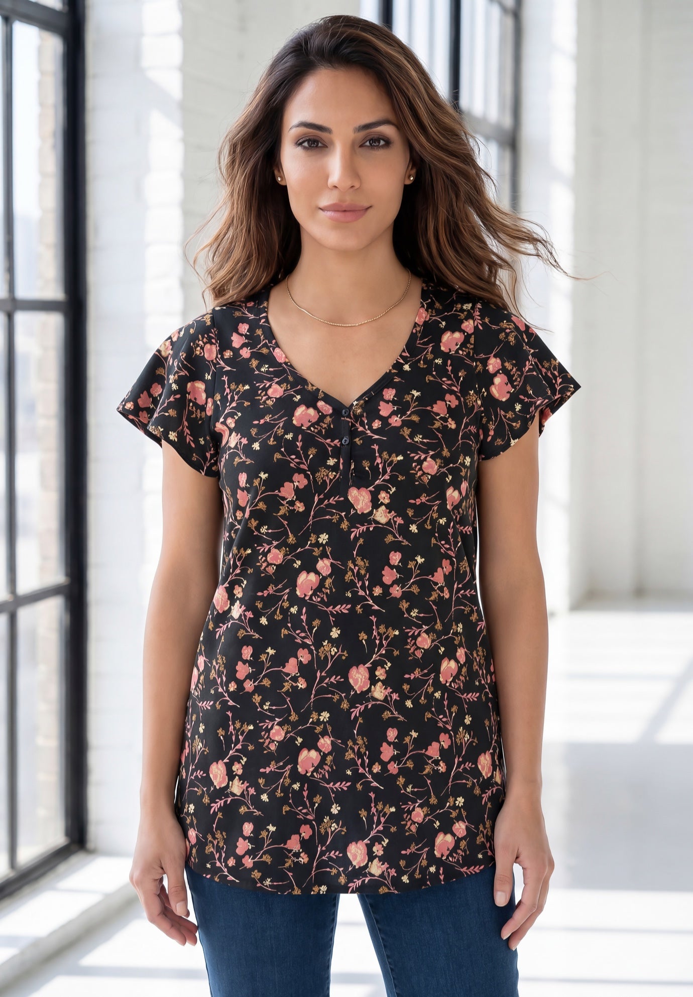 Plus Size Cotton Ultimate Flutter Sleeve Sweetheart Tee image number 0