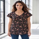 Plus Size Cotton Ultimate Flutter Sleeve Sweetheart Tee image number null