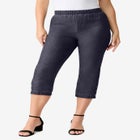 Plus Size Comfort Stretch Button Detail Capri Jean image number null