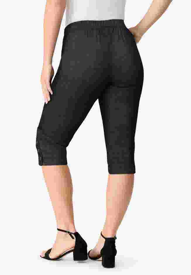 Comfort Stretch Button Detail Capri Jean image number 1