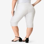 Plus Size Comfort Stretch Button Detail Capri Jean image number null