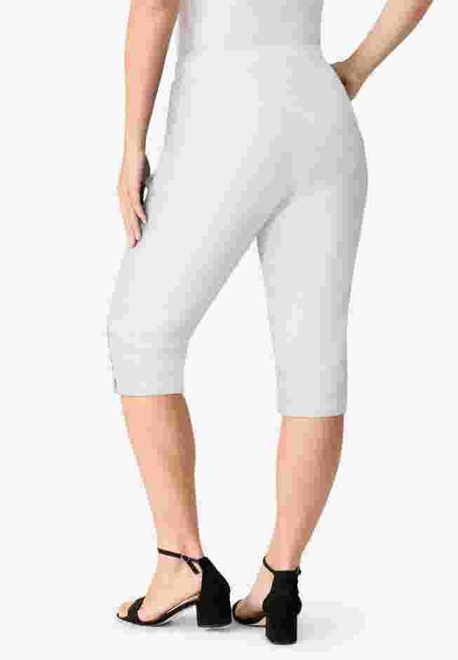 Comfort Stretch Button Detail Capri Jean image number 1