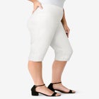 Plus Size Comfort Stretch Button Detail Capri Jean image number null